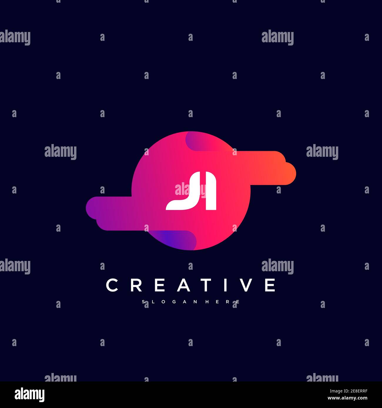 JI Initial Letter Colorful logo icon design template elements Vector Stock Vector
