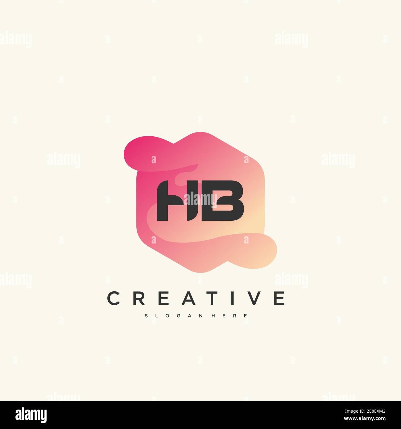 HB Initial Letter logo icon design template elements with wave colorful Stock Vector