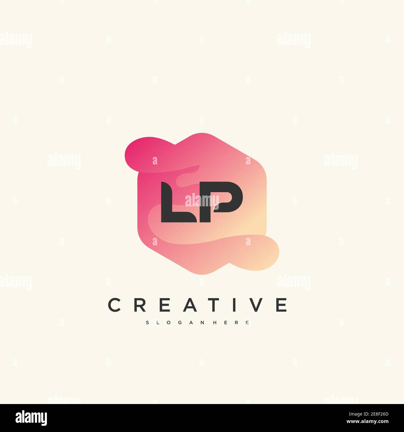 LP Initial Letter logo icon design template elements with wave colorful Stock Vector