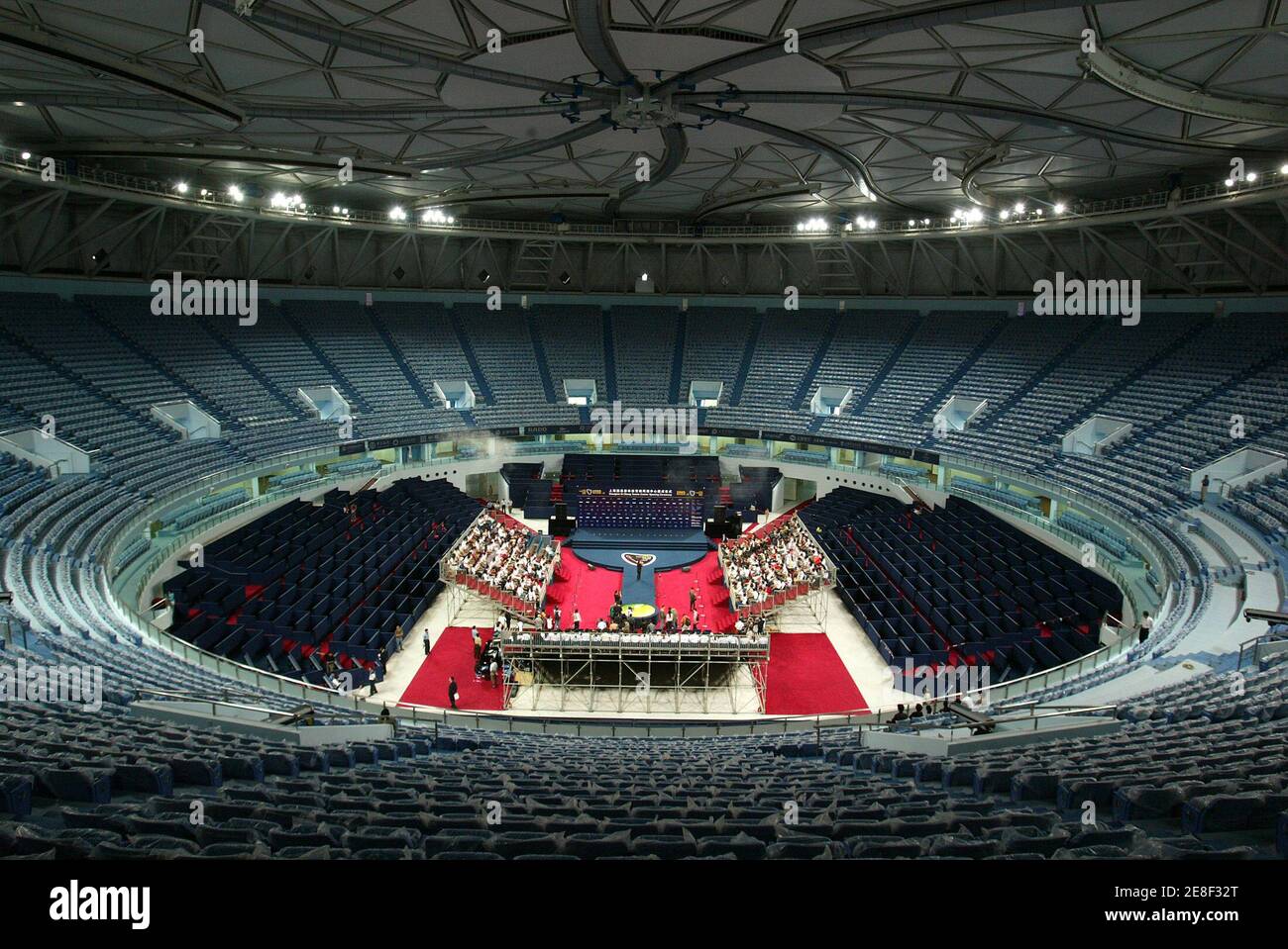 A general view of Shanghai Qi Zhong Tennis Center during its opening  ceremony, which was attended by world number one tennis player Roger  Federer of Switzerland, October 3, 2005. The Tennis Masters