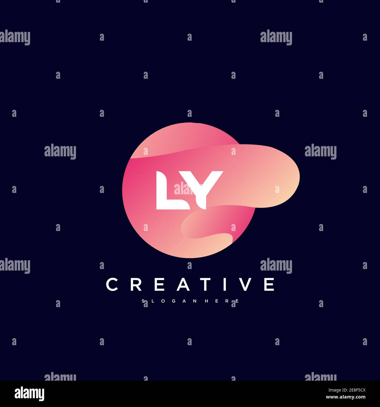LY Initial Letter logo icon design template elements with wave colorful Stock Vector