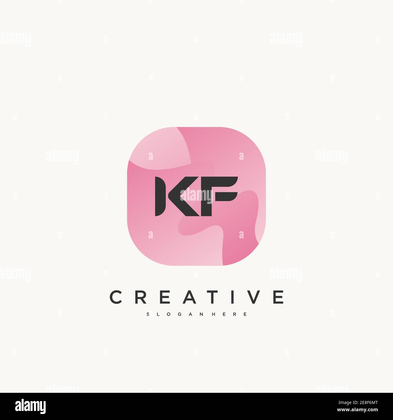 KF Initial Letter logo icon design template elements with wave colorful Stock Vector