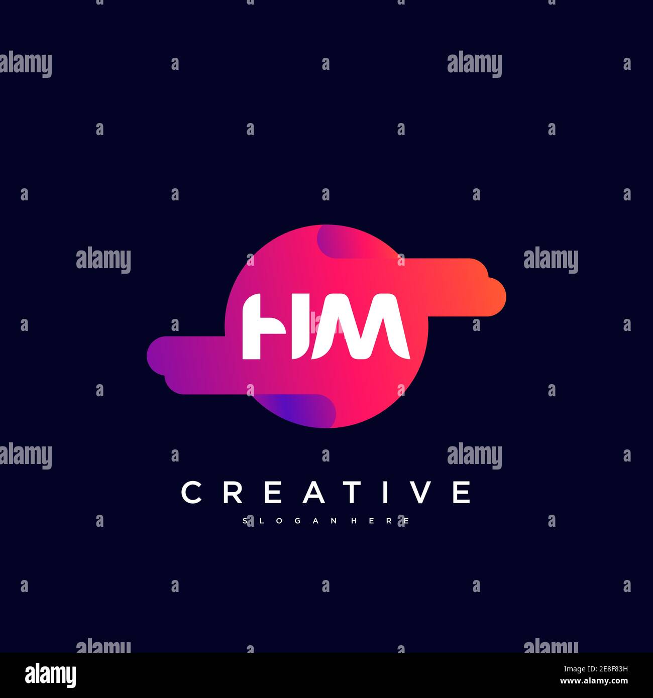 HM Initial Letter logo icon design template elements with wave colorful Stock Vector