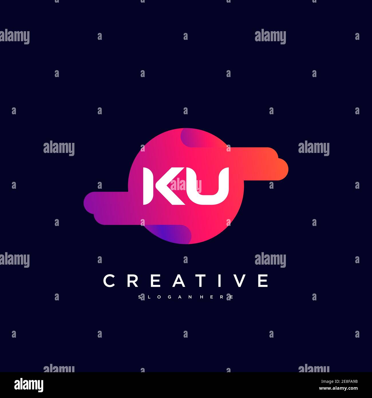 KU Initial Letter logo icon design template elements with wave colorful Stock Vector