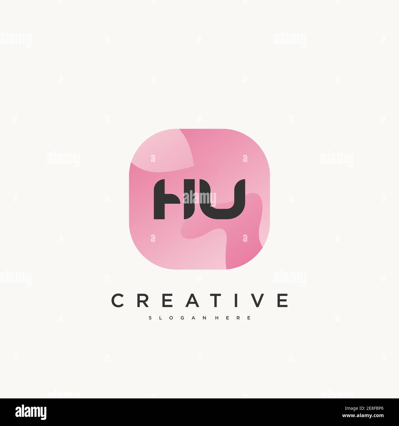 HU Initial Letter logo icon design template elements with wave colorful Stock Vector