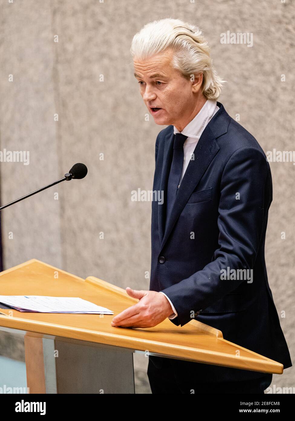 THE HAGUE, NETHERLANDS - JANUARY 19: PVV leader Geert Wilders seen during  the plenary debate in the Tweede Kamer parliament about the resignation of  t Stock Photo - Alamy