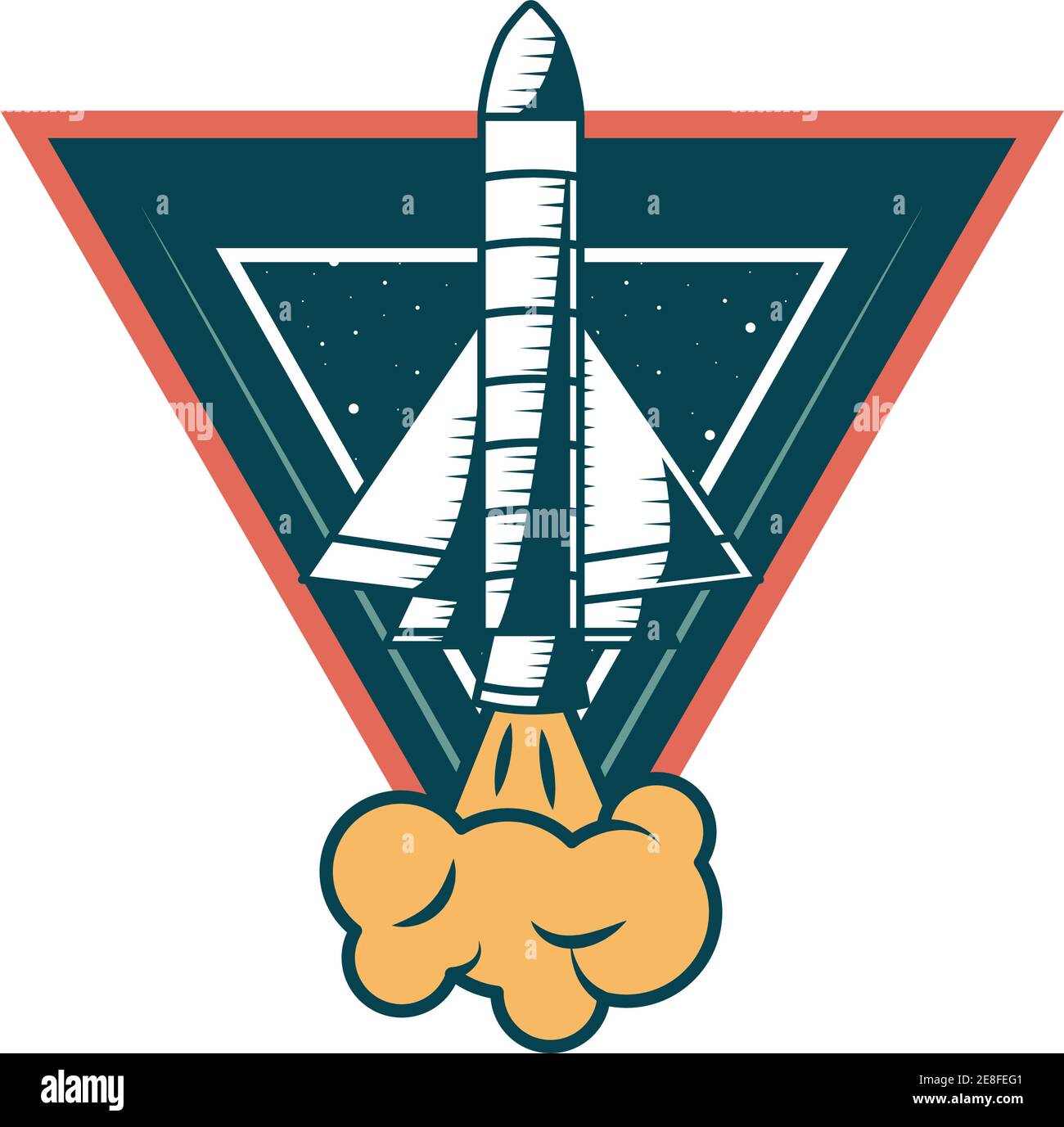 space rocket drawn launcher in triangular frame vector illustration ...
