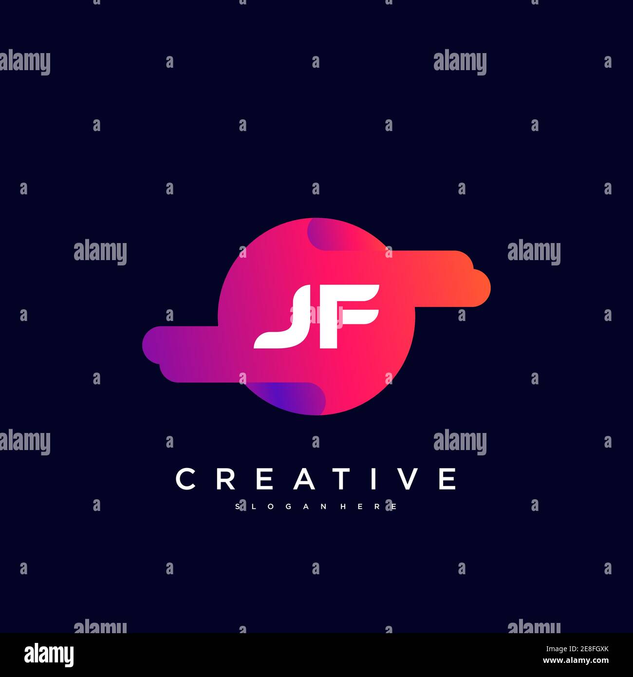 JF Initial Letter Colorful logo icon design template elements Vector Stock Vector