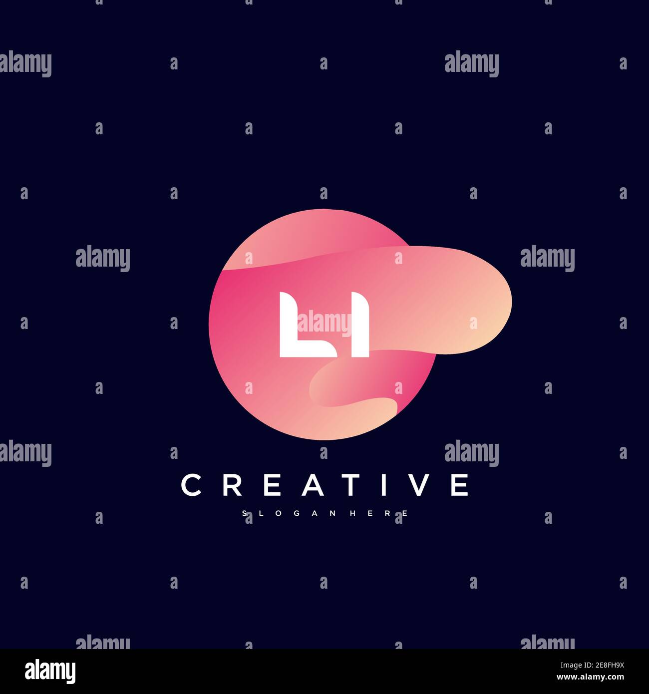 LI Initial Letter logo icon design template elements with wave colorful Stock Vector
