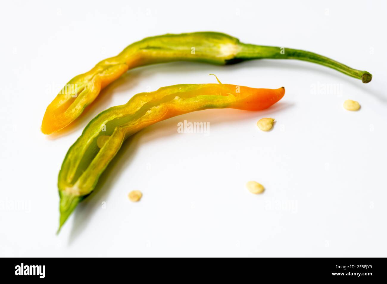Cayenne chilli pepper isolated with a white background. Stock Photo