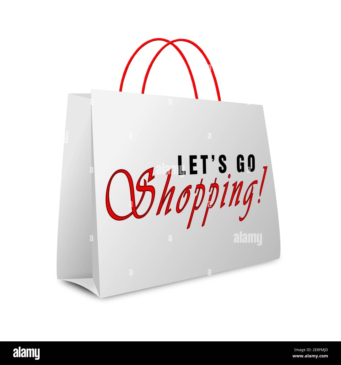 LET'S GO Shopping! - lettering on shopping bag isolated on white ...