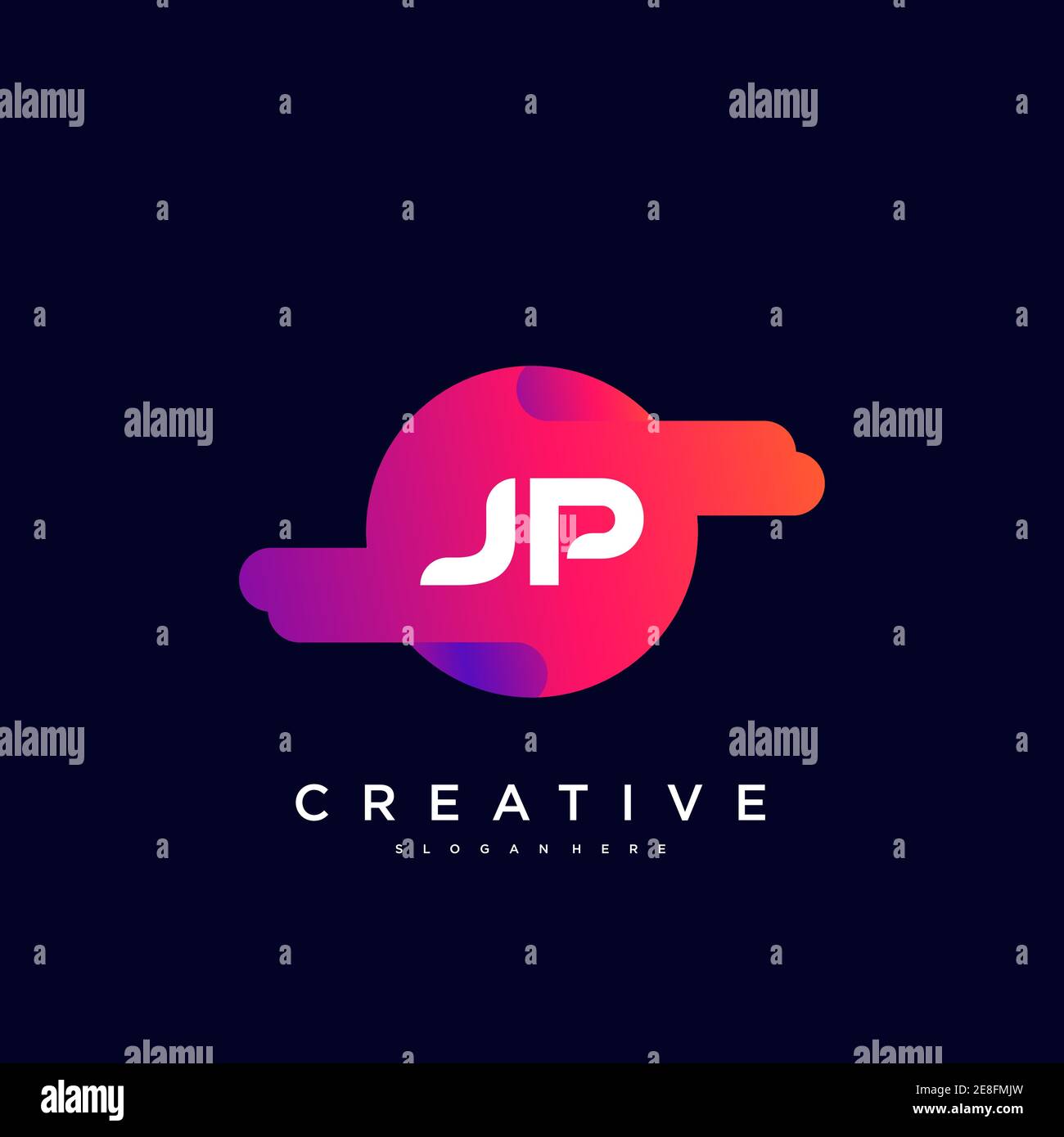 JP Initial Letter Colorful logo icon design template elements Vector Stock Vector