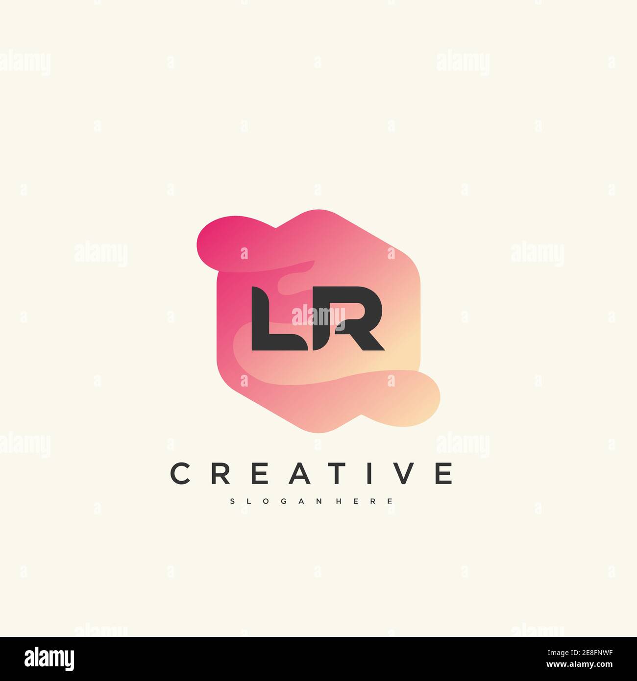 LR Initial Letter logo icon design template elements with wave colorful Stock Vector