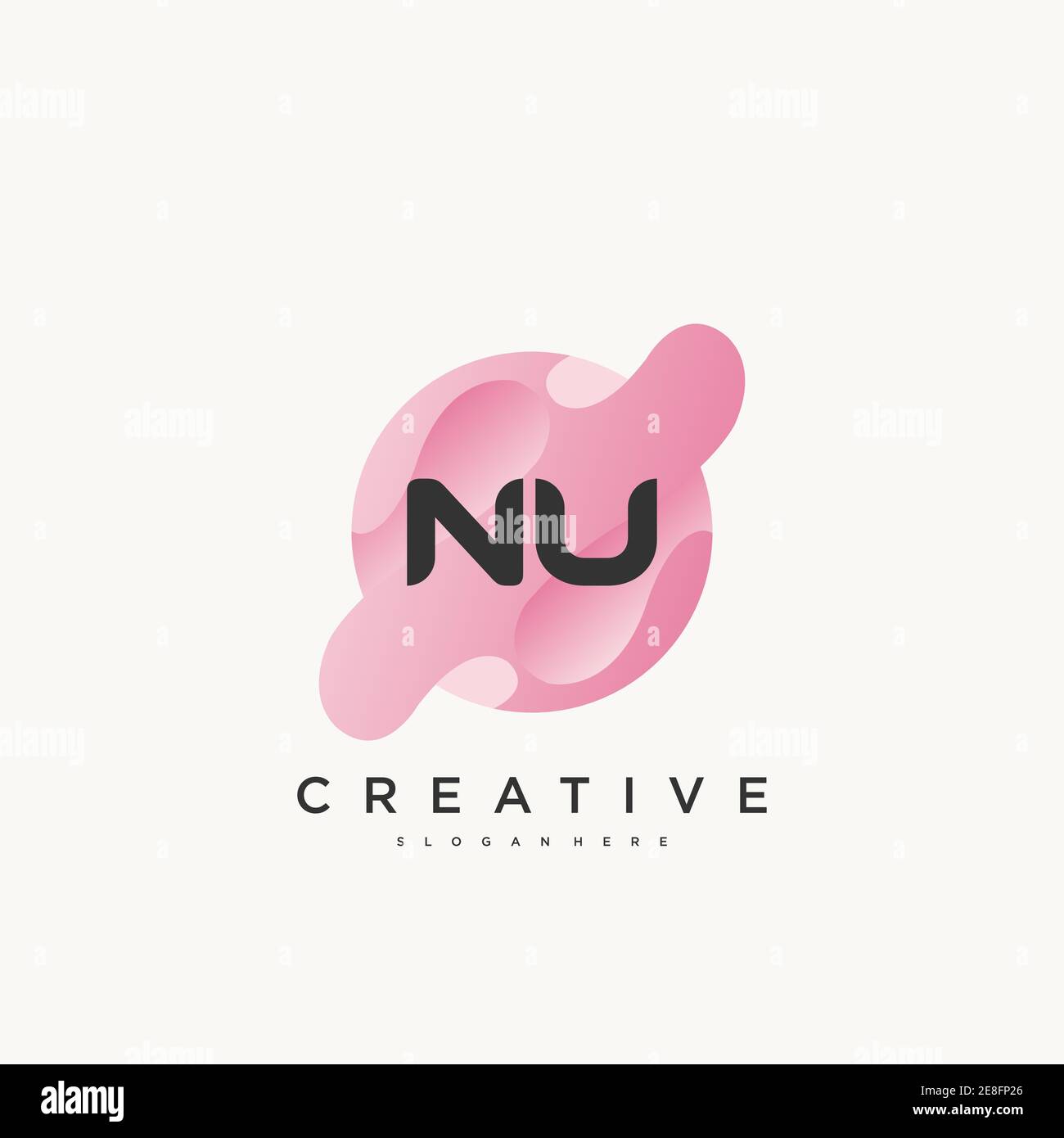 NU Initial Letter Colorful logo icon design template elements Vector art Stock Vector