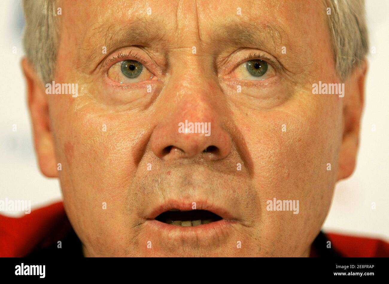 Switzerland's national soccer team coach Koebi Kuhn talks during a news conference at the team hotel in Hanover June 22, 2006. WORLD CUP 2006 PREVIEW REUTERS/Pascal Lauener (GERMANY) Stock Photo