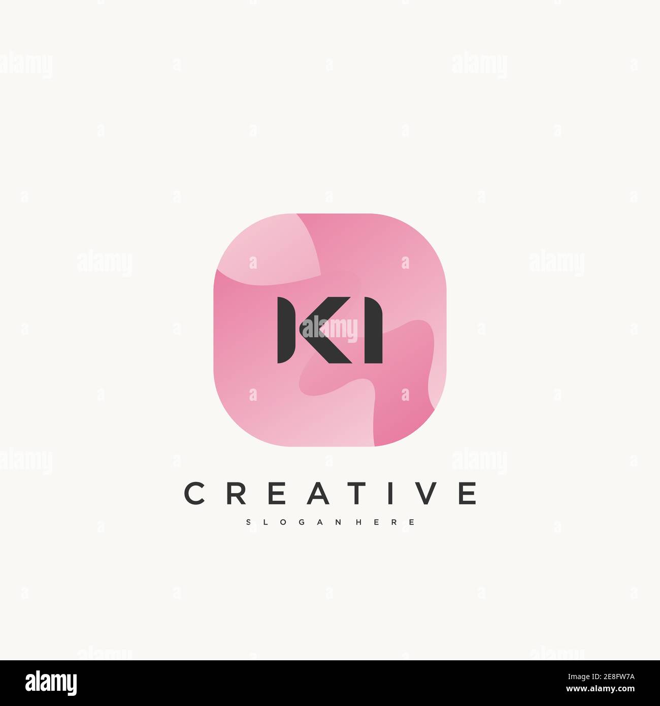 KI Initial Letter logo icon design template elements with wave colorful Stock Vector
