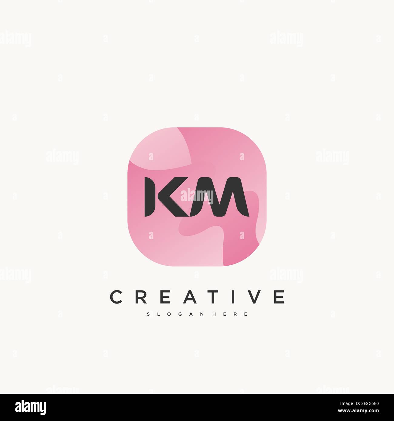 KM Initial Letter logo icon design template elements with wave colorful Stock Vector