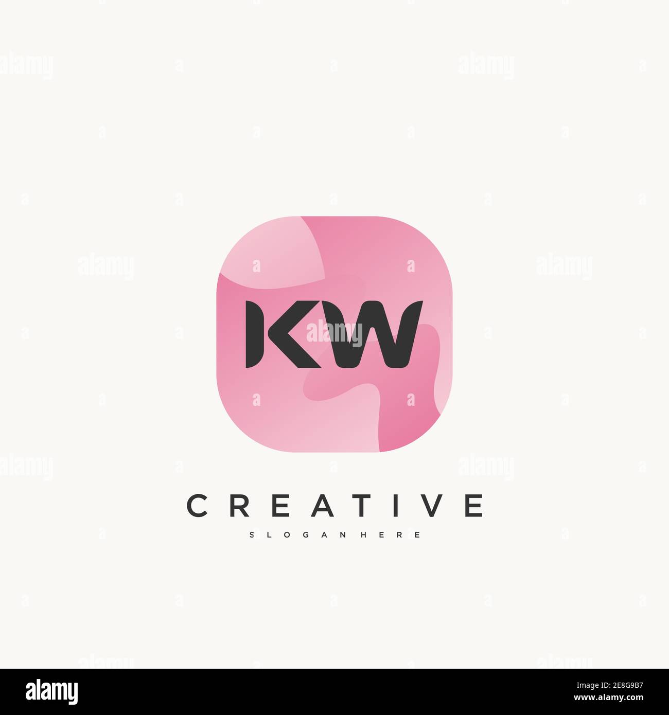 KW Initial Letter logo icon design template elements with wave colorful Stock Vector