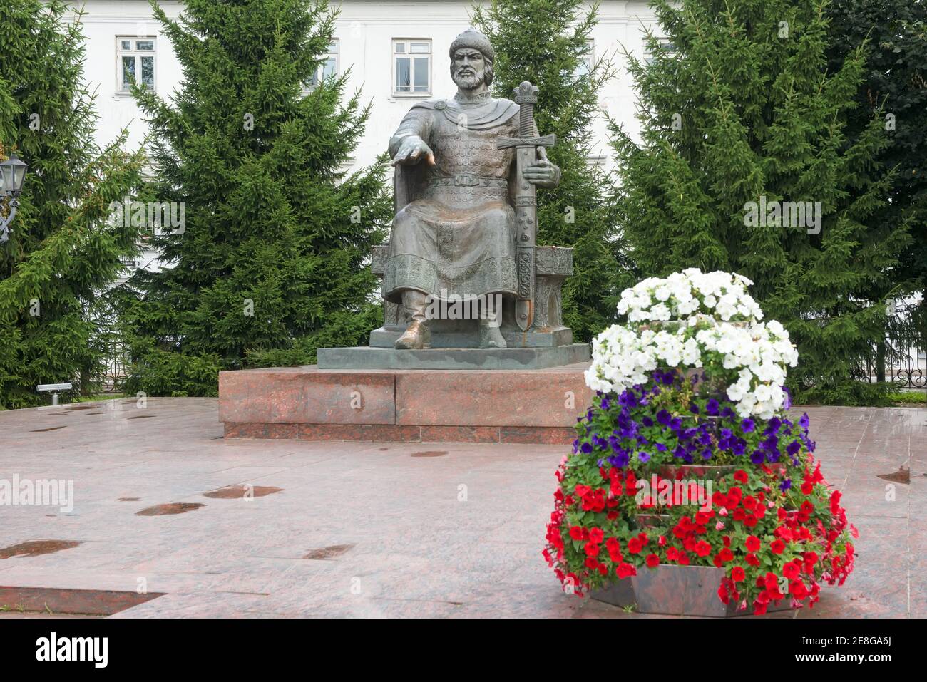 Kostroma, Russia - August 11, 2020: Monument to the founder of Kostroma - Prince Yuri Dolgoruky. Golden ring of Russia Stock Photo