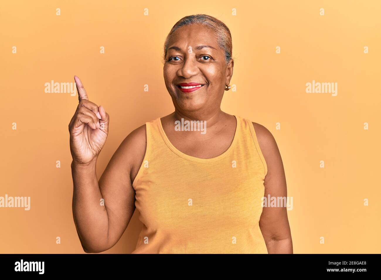 Senior african american woman wearing casual style with sleeveless ...