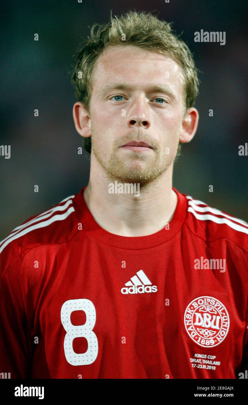 Denmark's Michael Krohn-Dehli is seen before his team's Thailand King's Cup football tournament match against Thailand at the His Majesty The 80th Birthday Anniversary stadium in Nakhon Ratchasima province northeast of Bangkok, January 23, 2010. REUTERS/Chaiwat Subprasom  (THAILAND - Tags: SPORT SOCCER HEADSHOT) Stock Photo