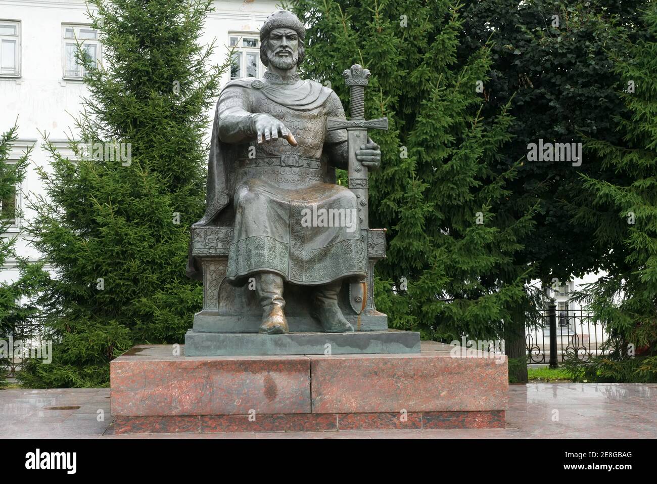 Kostroma, Russia - August 11, 2020: Monument to the founder of Kostroma - Prince Yuri Dolgoruky. Golden ring of Russia Stock Photo