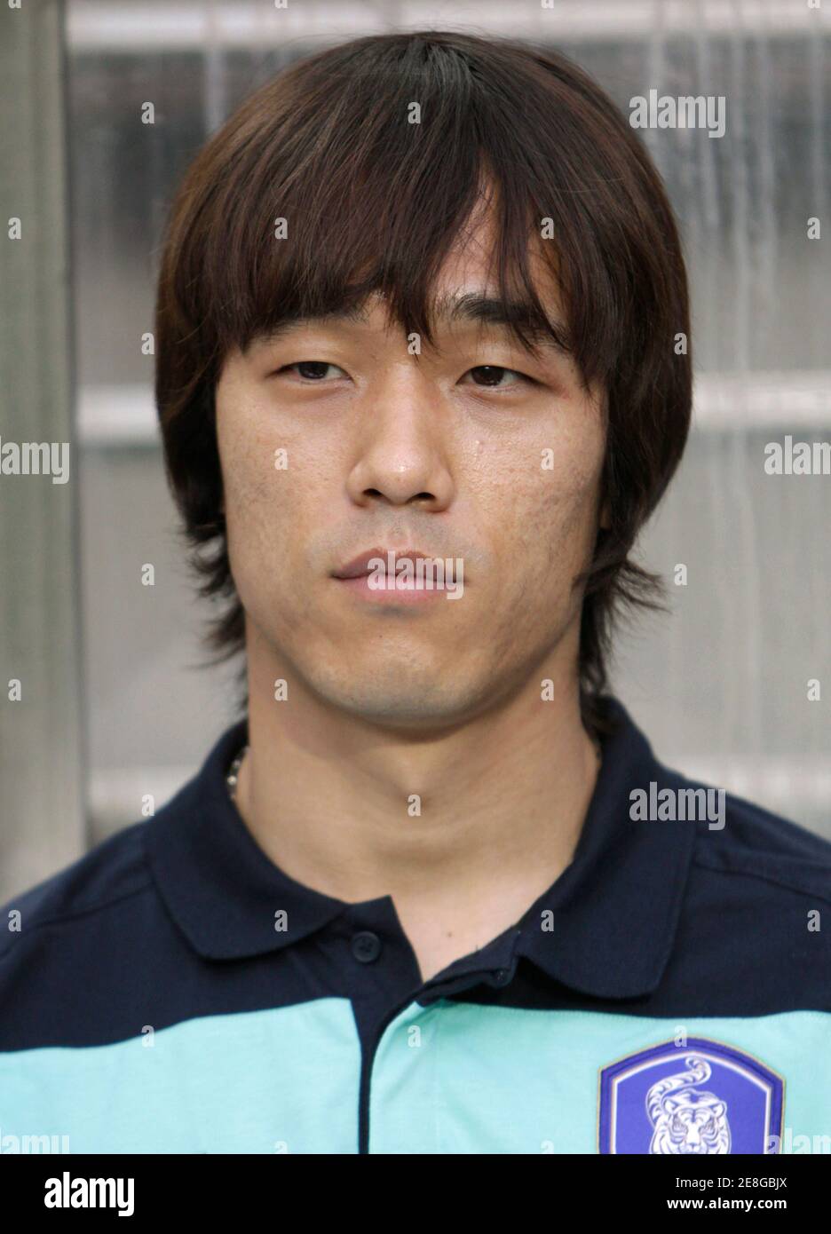 South Korea's Park Chu-young stands before a friendly soccer match at the Seoul World Cup stadium in Seoul May 16, 2010.    REUTERS/Jo Yong-Hak (SOUTH KOREA - Tags: SPORT SOCCER WORLD CUP 2010 PREVIEW - HEADSHOT) Stock Photo