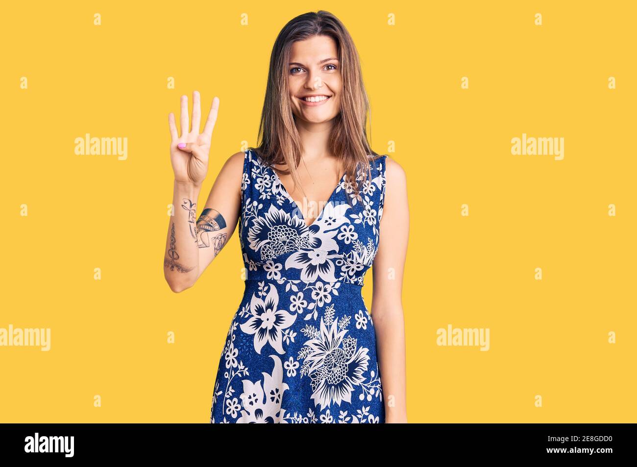 Girl showing four fingers hand hi-res stock photography and images - Alamy