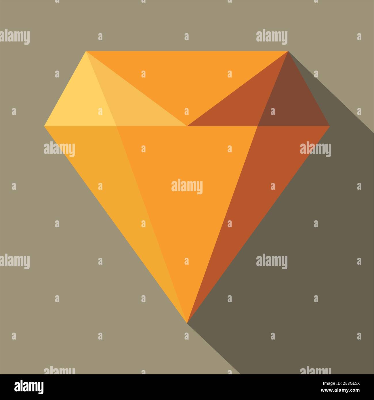 Diamond emerald flat illustration icon. Diamond emerald vector icon for web design with shadow . Stock Vector