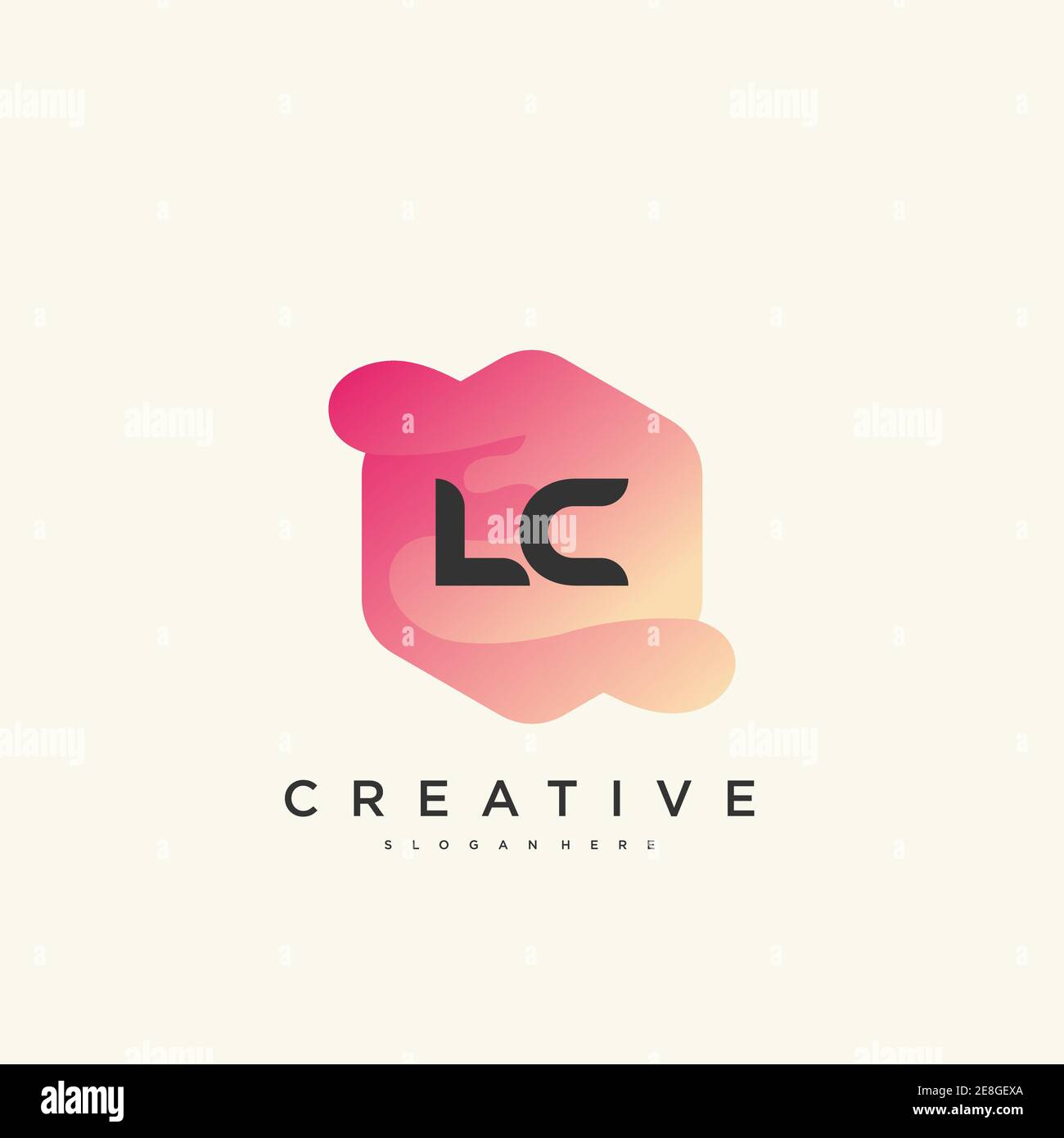 LC Initial Letter logo icon design template elements with wave colorful Stock Vector