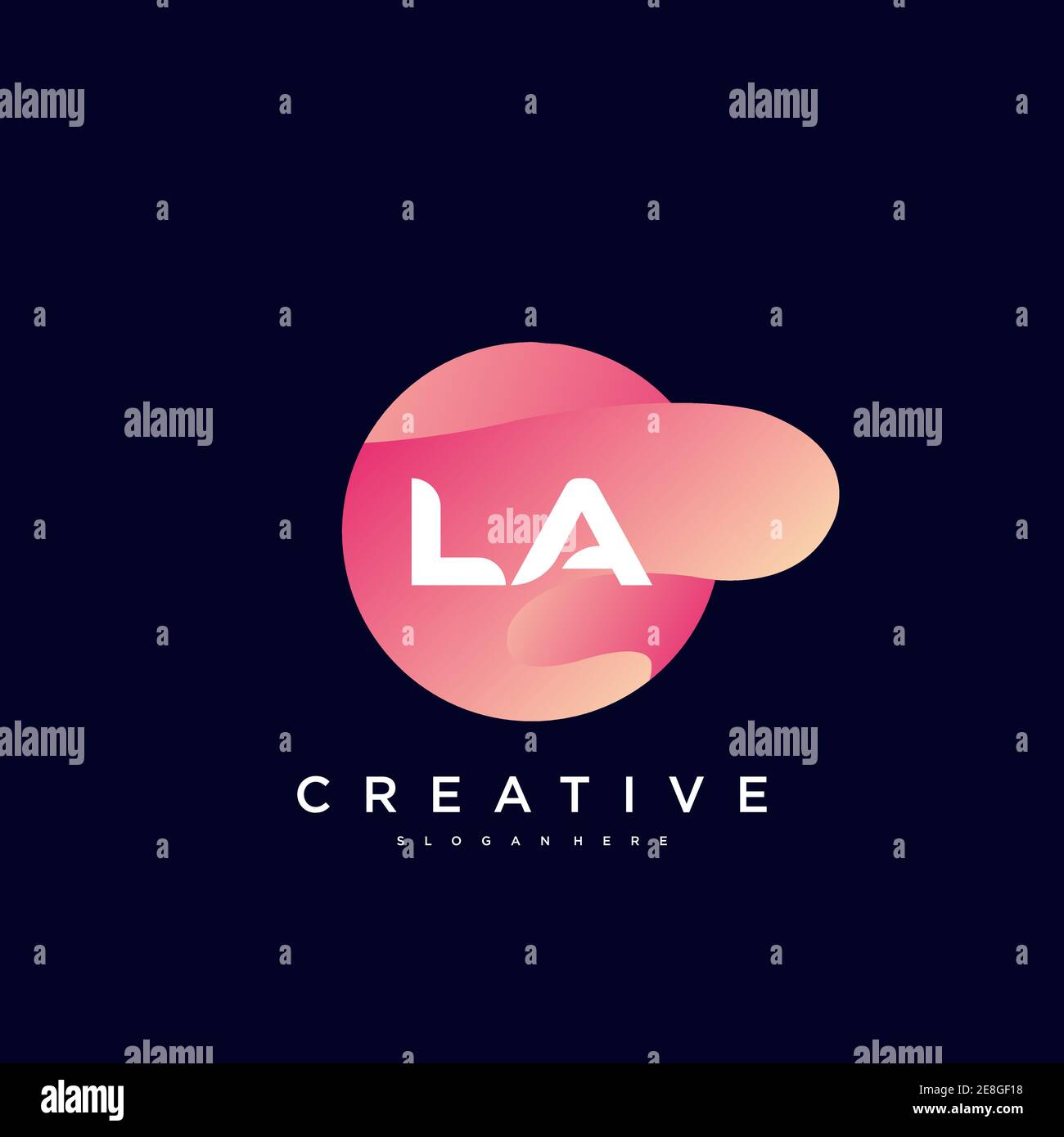 LA Initial Letter logo icon design template elements with wave colorful Stock Vector