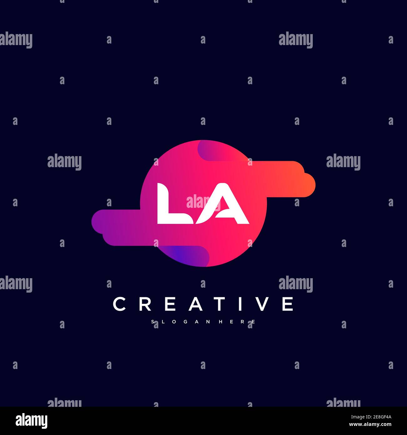 LA Initial Letter logo icon design template elements with wave colorful Stock Vector