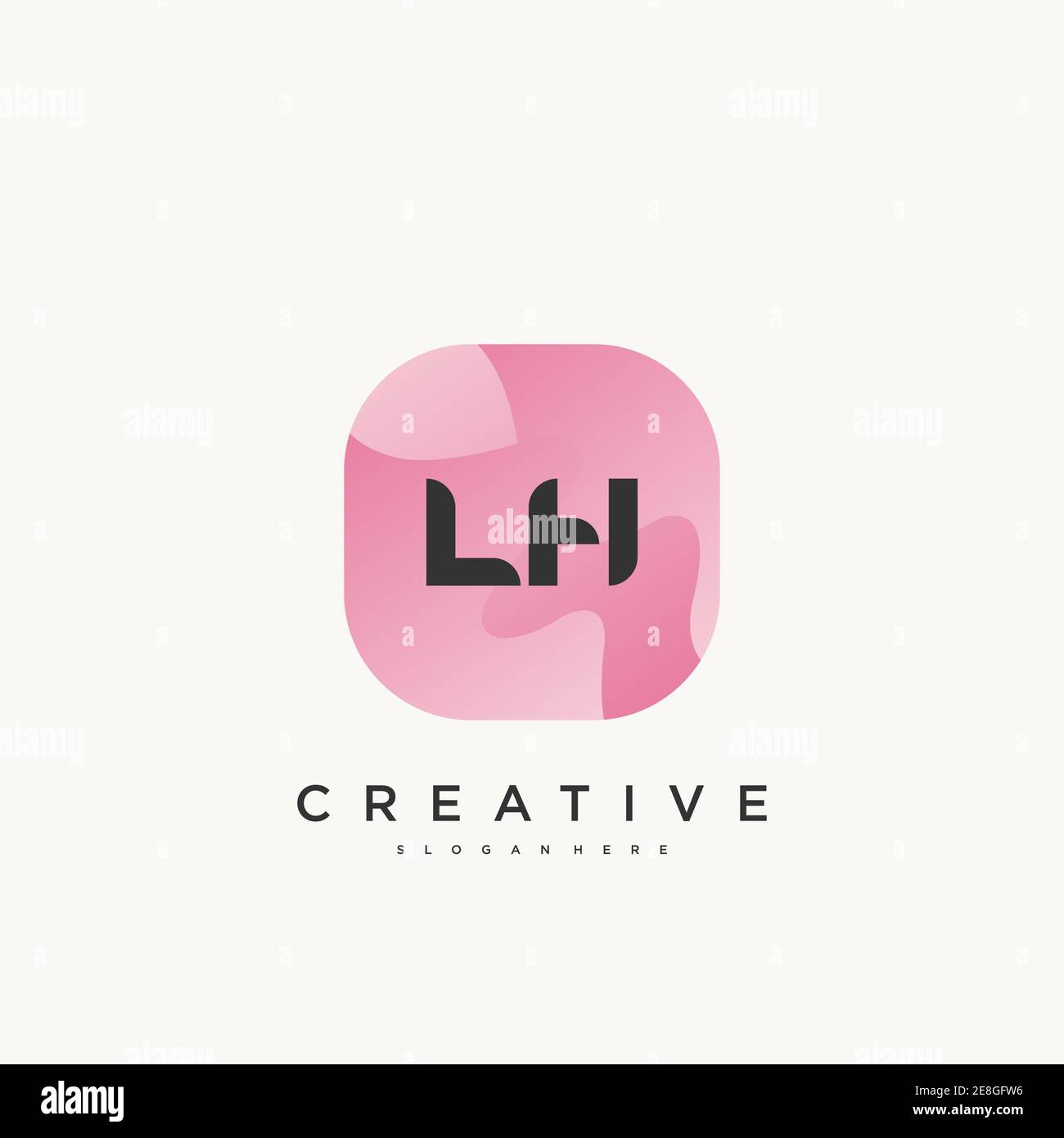 LH Initial Letter logo icon design template elements with wave colorful Stock Vector