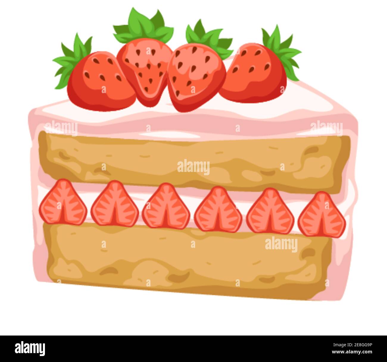 Dessert with strawberries and biscuit with cream Stock Vector