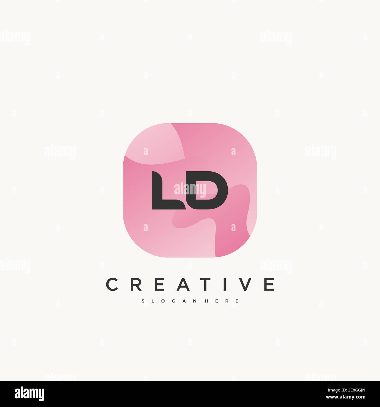 LD Initial Letter logo icon design template elements with wave colorful Stock Vector