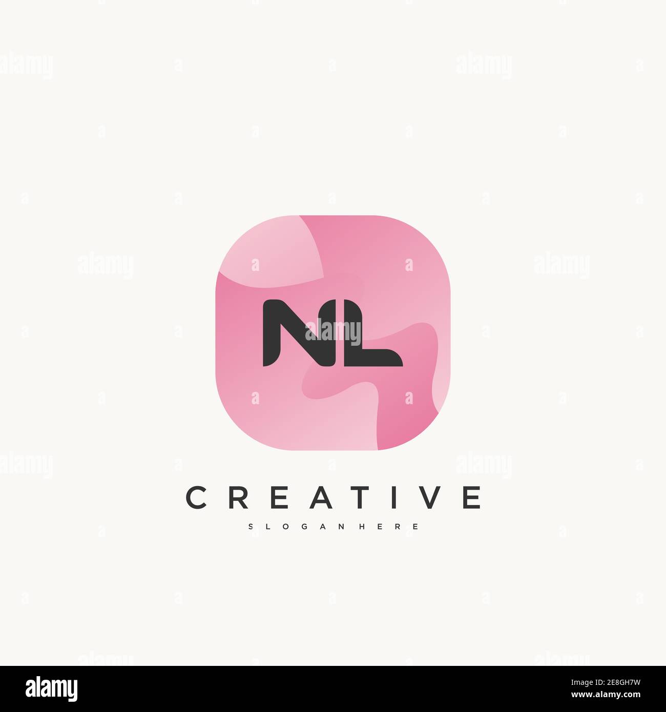 NL Initial Letter logo icon design template elements with wave colorful Stock Vector