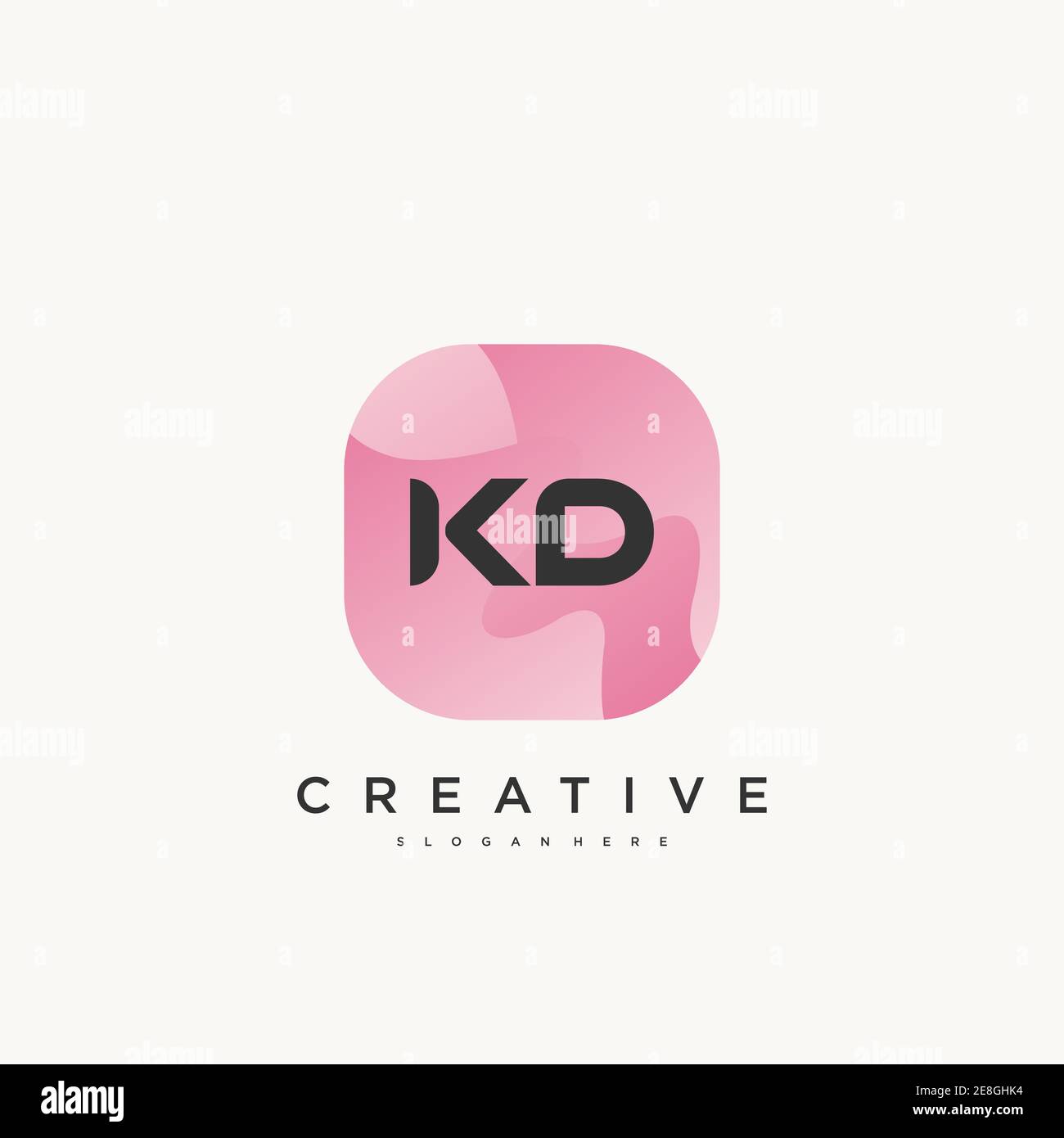KD Initial Letter logo icon design template elements with wave colorful Stock Vector