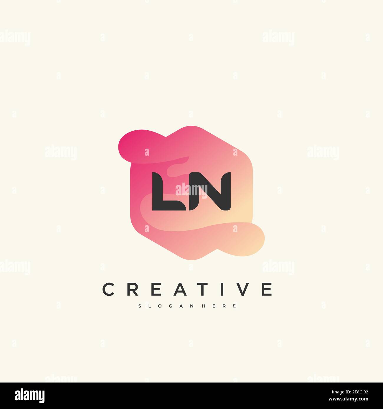 LN Initial Letter logo icon design template elements with wave colorful Stock Vector