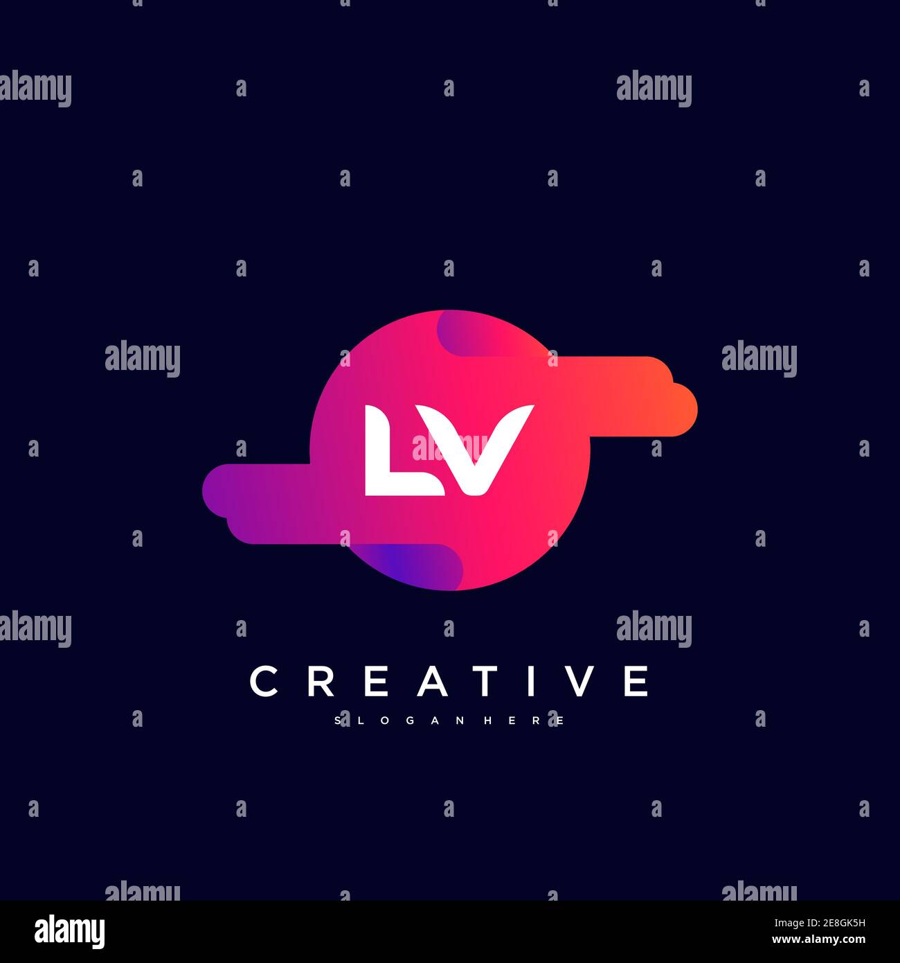 LV Initial Letter logo icon design template elements with wave colorful Stock Vector