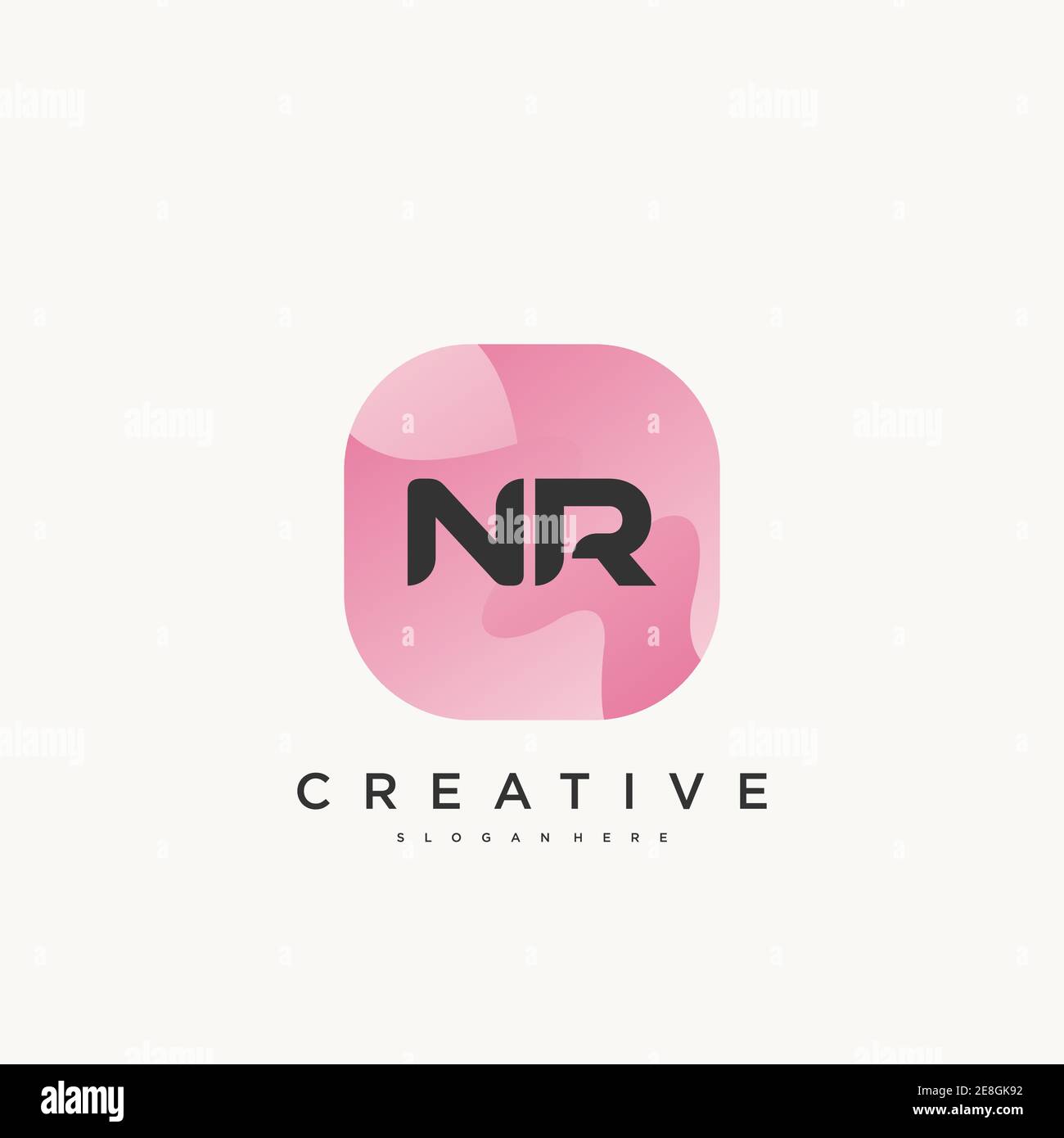 NR Initial Letter logo icon design template elements with wave colorful Stock Vector