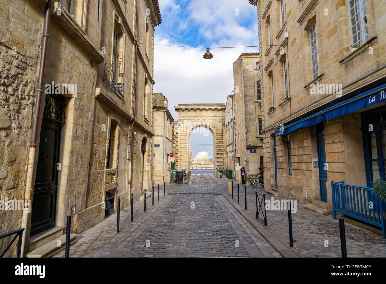 Bordeaux, France. Details of the architecture and street life. Bordeaux city centre. Views of the Porte de la Mannaie. Stock Photo