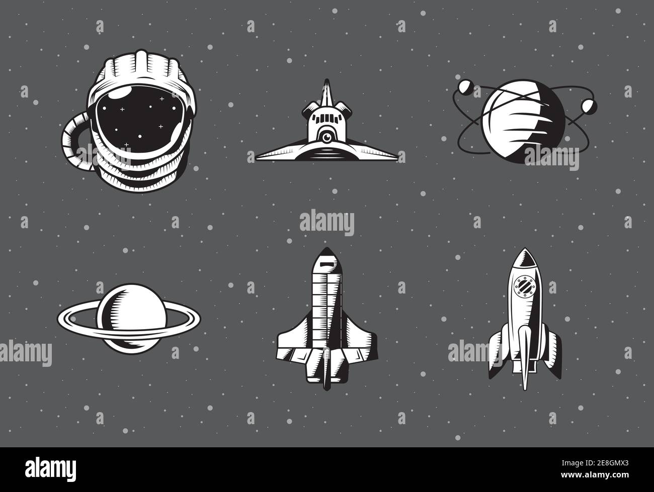 bundle of six space patches set icons vector illustration design Stock ...