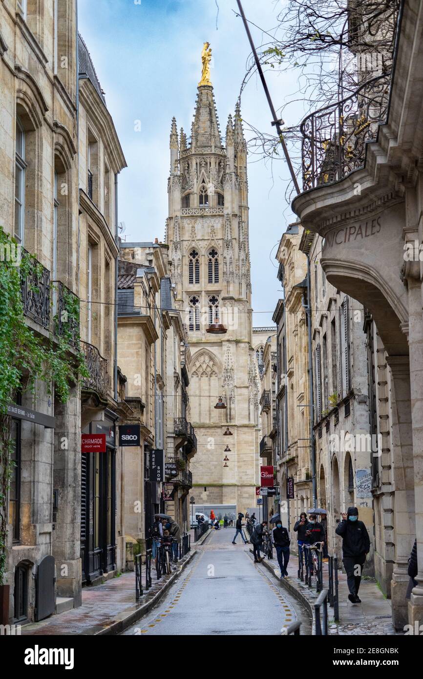 Bordeaux, France. Cathedral of Saint-André. Bordeaux city centre. Historical old city. Walking along the streets of Bordeaux. Stock Photo