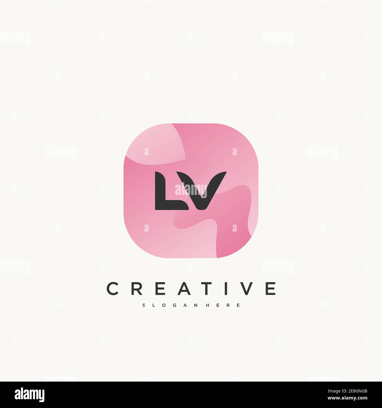 LV Initial Letter logo icon design template elements with wave colorful Stock Vector