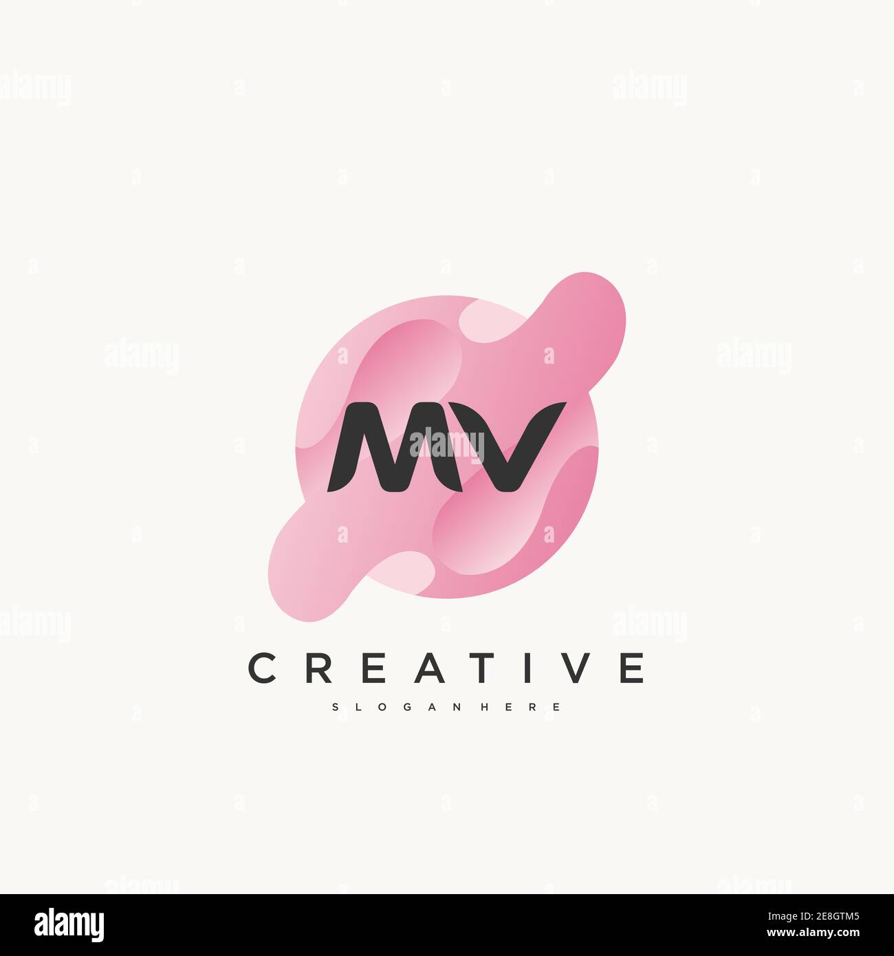 MV Initial Letter Colorful logo icon design template elements Vector art Stock Vector
