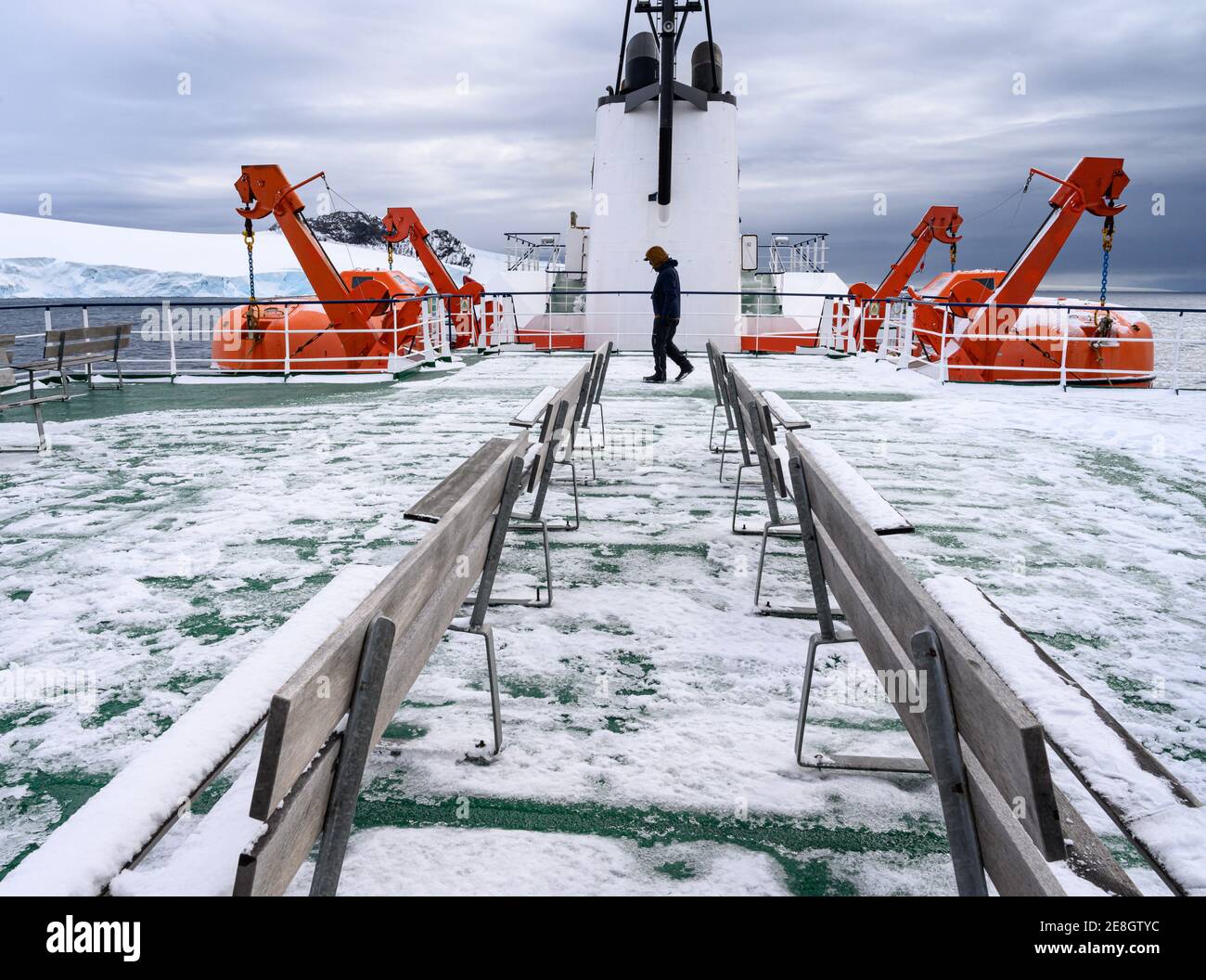 Deck of Antarctic Icebreaker Stock Photo