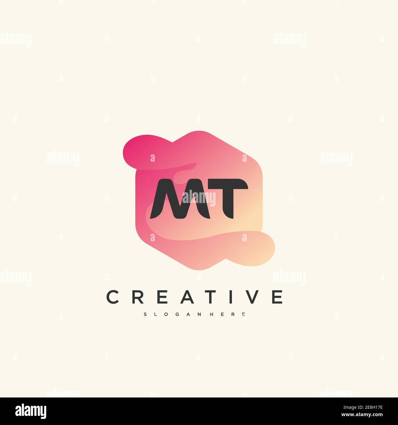 MT Initial Letter logo icon design template elements with wave colorful Stock Vector