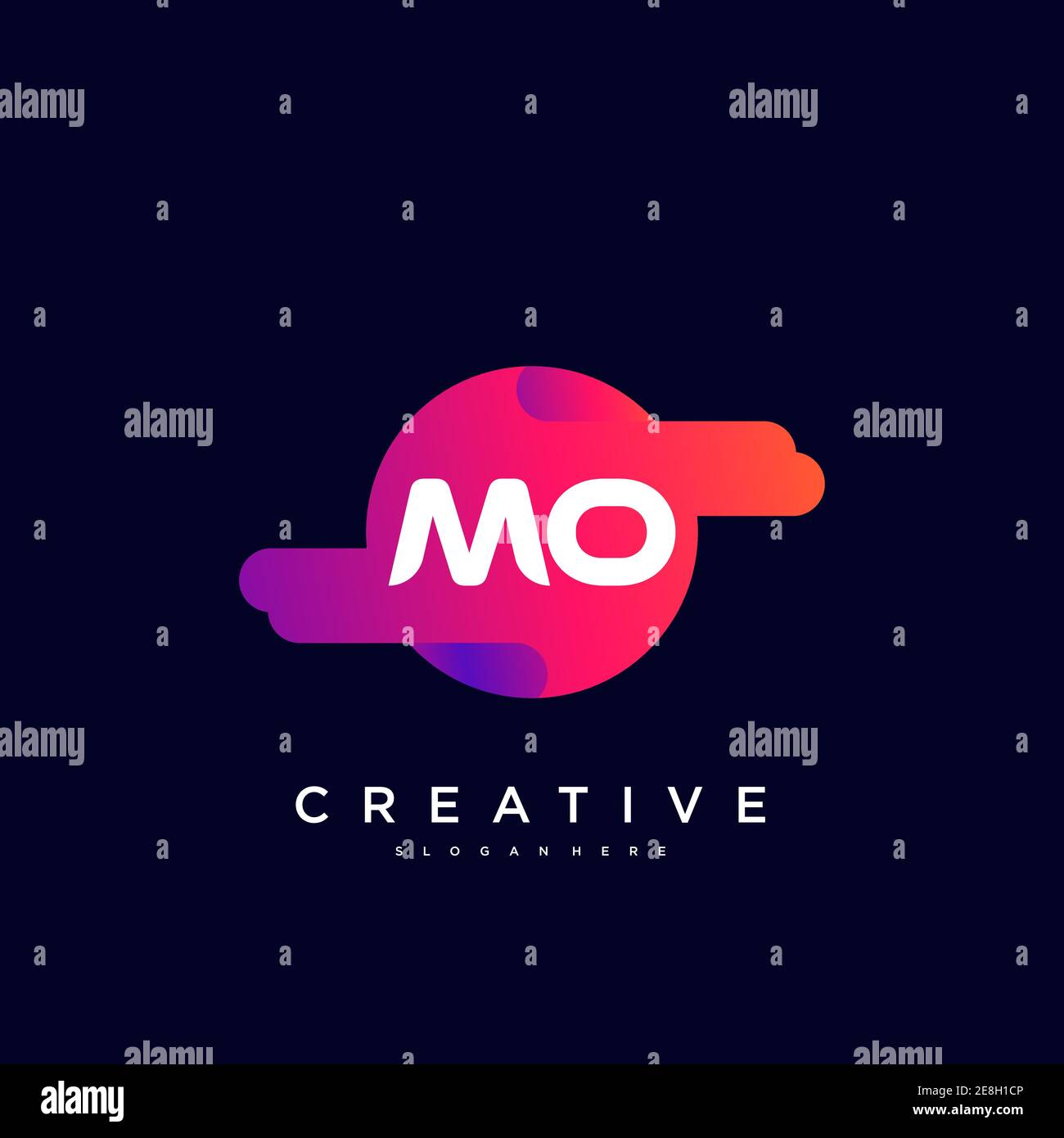 MO Initial Letter logo icon design template elements with wave colorful Stock Vector