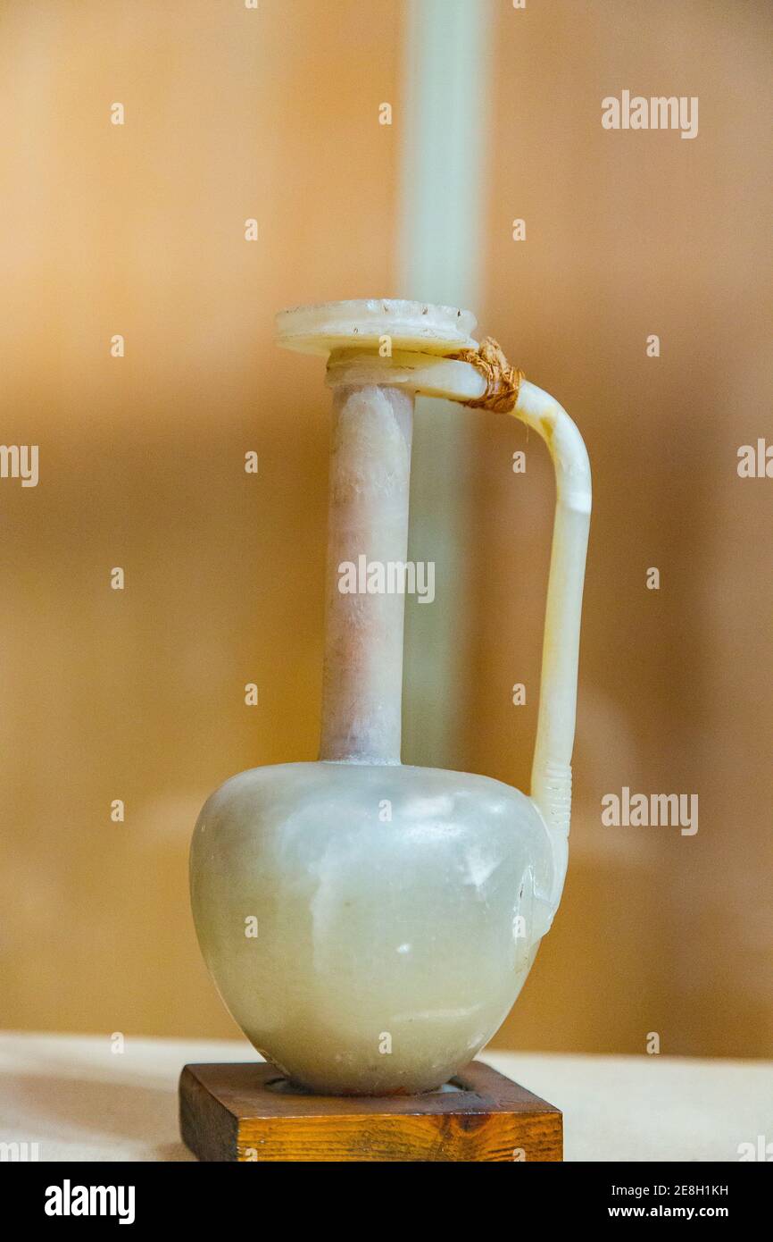 Egypt, Cairo, Egyptian Museum, from the tomb of Yuya and Thuya in Luxor Vase in alabaster