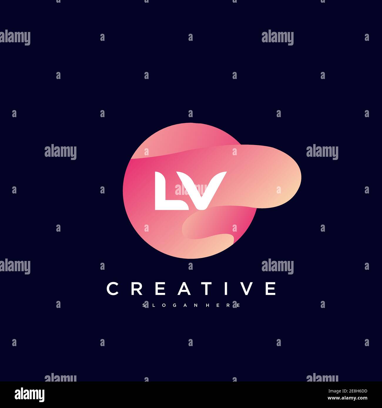 LV Initial Letter logo icon design template elements with wave colorful Stock Vector